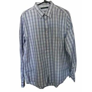 Perry Ellis Men's XL Blue Purple Button Down Long Sleeve Shirt 100% Cotton